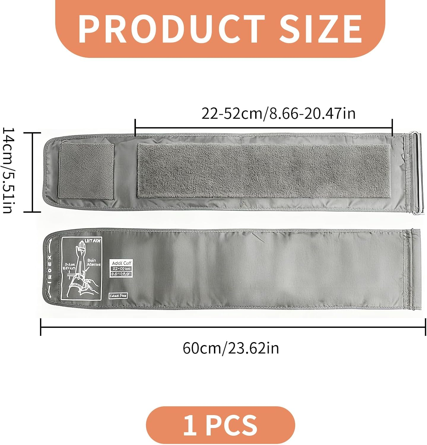 Electronic Blood Pressure Machine Arm Strap,Wrist Blood Pressure Monitor Arm Strap,Blood Pressure Cuff,22-52Cm,Compatible for Omron Blood Pressure Monitor(Light Gray)