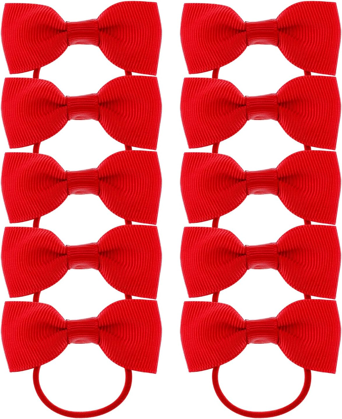 WLLHYF 10 Pieces Hair Ties Bows Rubber Bands Elastics Ponytail Holders Scrunchies Thin Ribbon Cheer Cheerleading Head Styling Accessories for Small Kids Baby Toddlers Girls