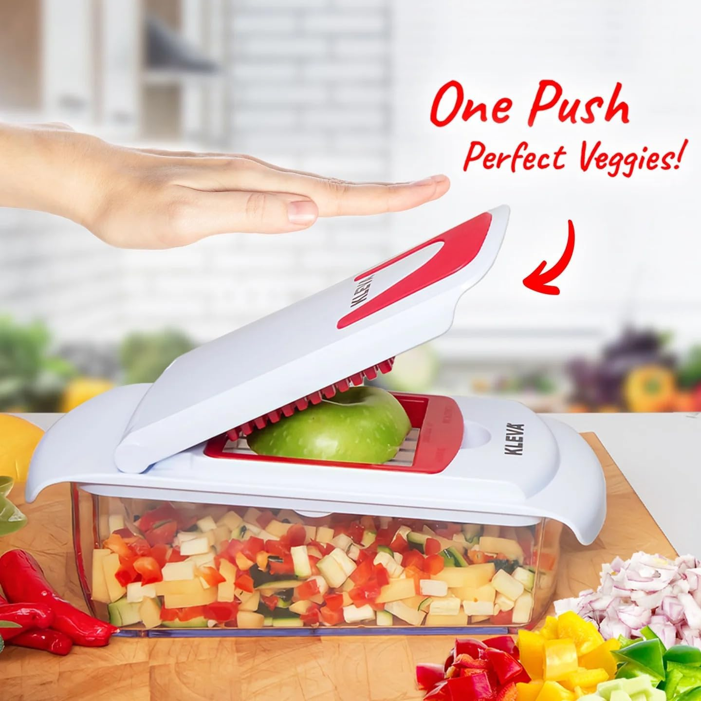 Kleva Range 2 X Kleva Cube Cutters 12 in 1 Slice, Dice, & Chop Compact Vegetable Chopper for Onion Potato Carrot, Kitchen Tools & Gadgets 6 Blades Includes Container, Handguard (Australian Owned) image number 5