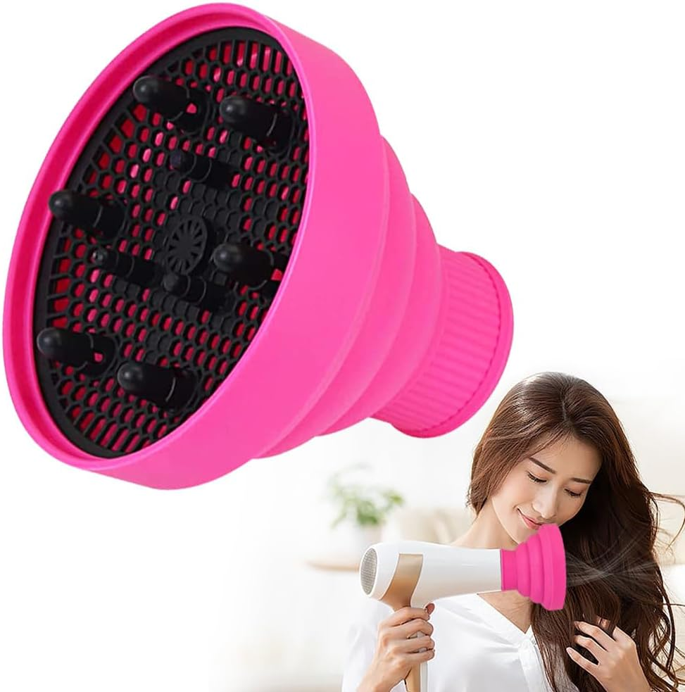 Diffuser Attachment Silicone Hair Dryer Diffuser Foldable Hair Dryer Attachment Curls Universal Diffuser Hair Dryer Portable Diffuser Hair Dryer Pink Hair Diffuser Attachment for Most Hair image number 1