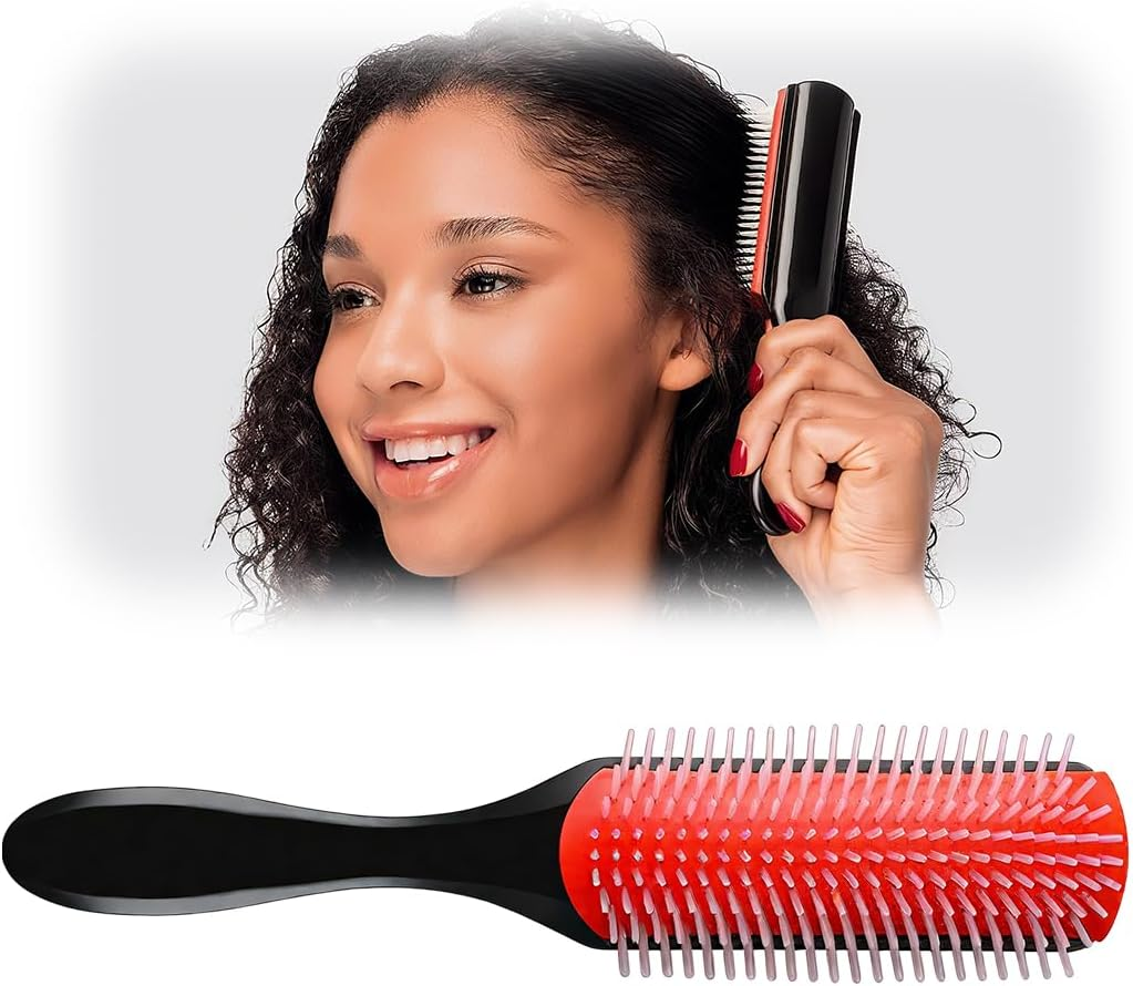 LQIOACU 1 Piece Hair Brush without Pulling, Comb Hair Brush for Tangle Curls, for Wet or Dry Curly Hair, 9-Row Brush for Detangling, Separating and Shaping image number 6