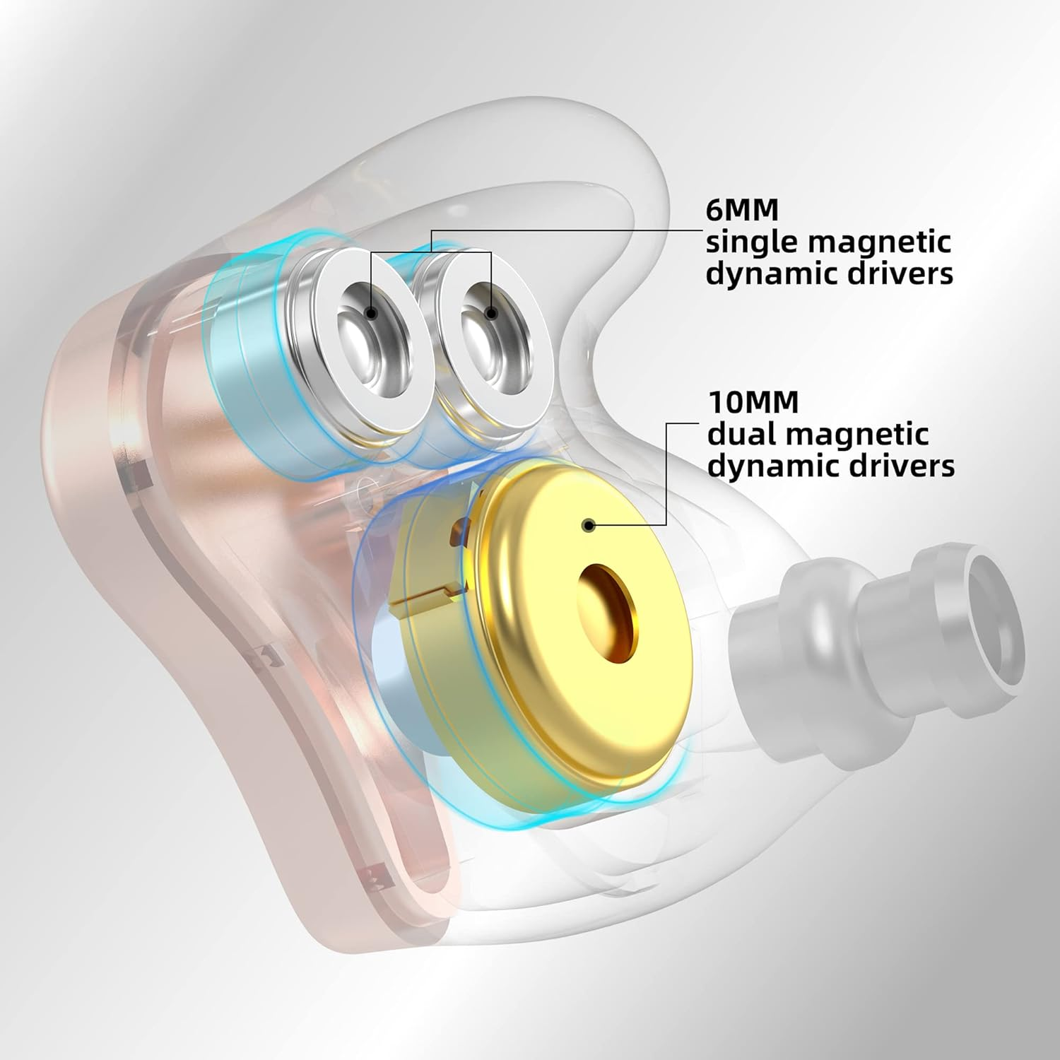 Linsoul KZ AS16 8BA Balanced Armatures In-Ear Hifi Metal Earphones with Aluminum Alloy Faceplate Resin Cavity, 0.75Mm 2 Pin Detachable Cable (With Mic, Black)