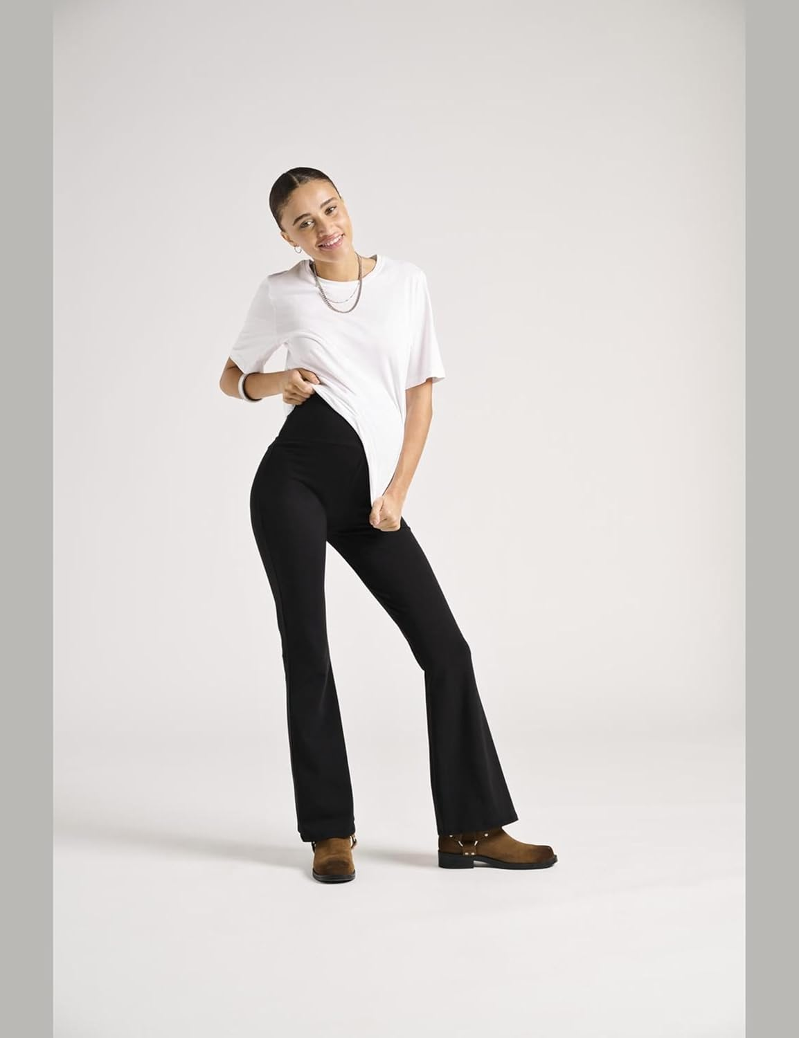 ONLY MATERNITY Women'S Olmlovely Leo Flared Pant 2-Pack Noos, Black, XXL (Pack of 2) image number 2