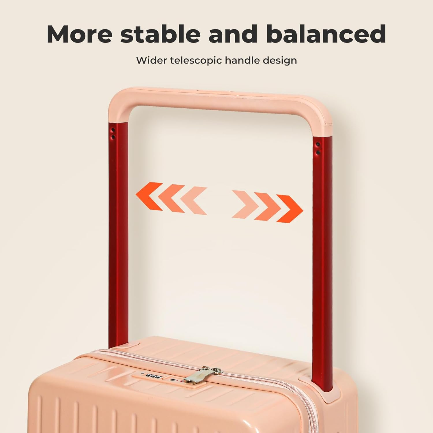 Slimbridge Carry-On Luggage, 20" Wide Handle Rolling Suitcase for Travel, ABS Hard Shell Travel Luggage with Built-In Lock, 360&deg; Spinner Wheels, Business Carry on Suitcase, Pink image number 5