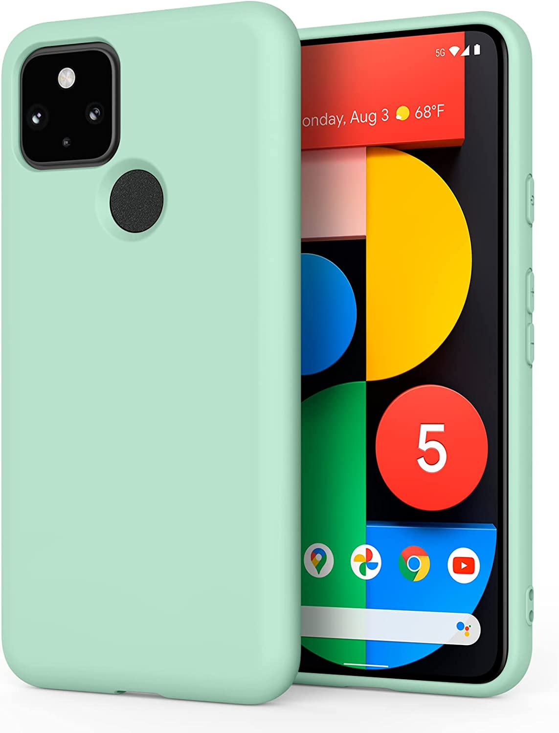 Soft Silicone Case for Google Pixel 5 Case(2020), Ultra Thin Flexible Premium Rubber Full Body Protection Anti-Fingerprint Dustproof Shockproof Scratch Resistant Wireless Charging for Pixel 5 5G Cover