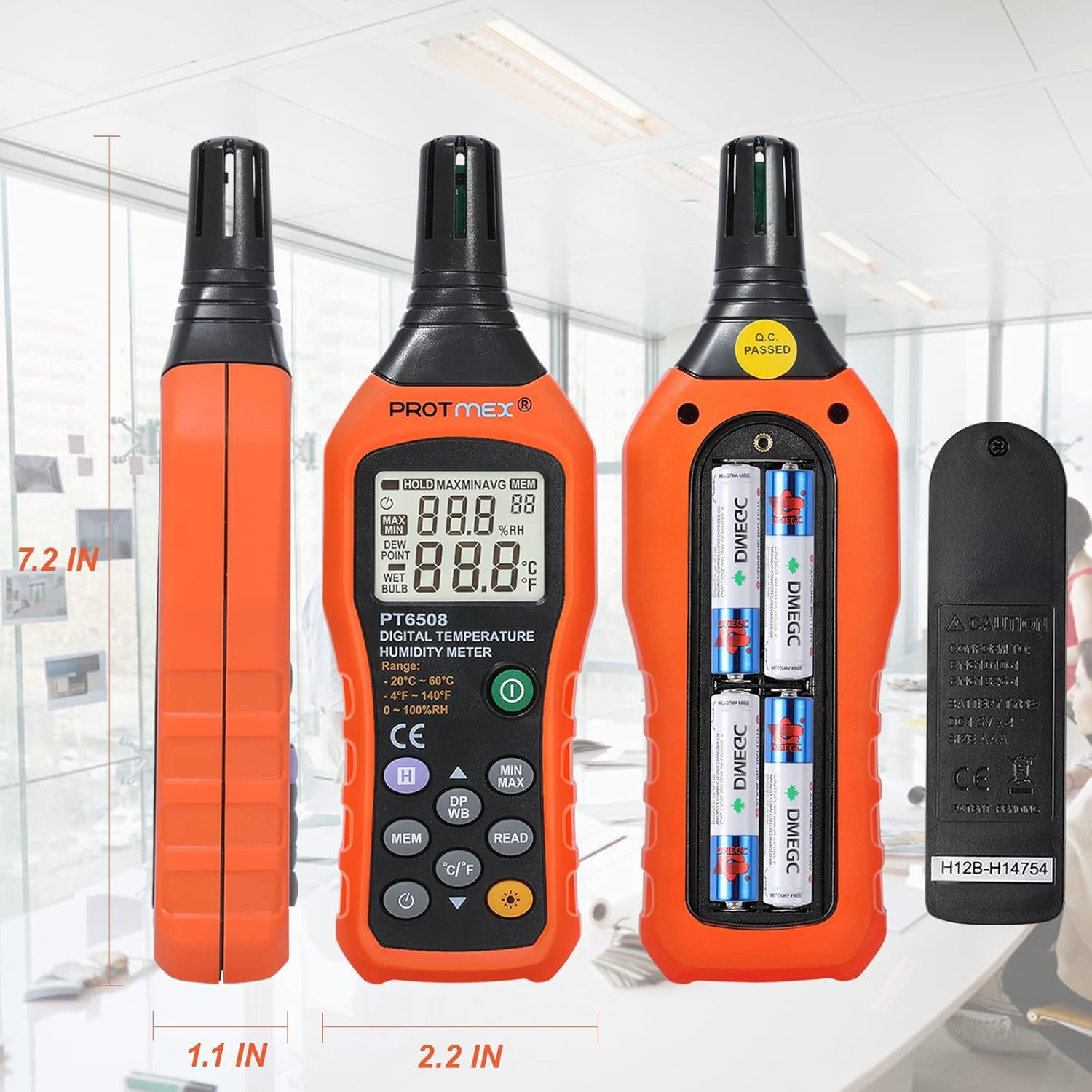 MS6508 Digital Humidity and Temperature Meter Three Types of Temperature Ambient Temperature Dew-Point Temperature Wet Bulb Temperature Min/Max Data Hold and Store LCD Backlight Monitor Thermometer