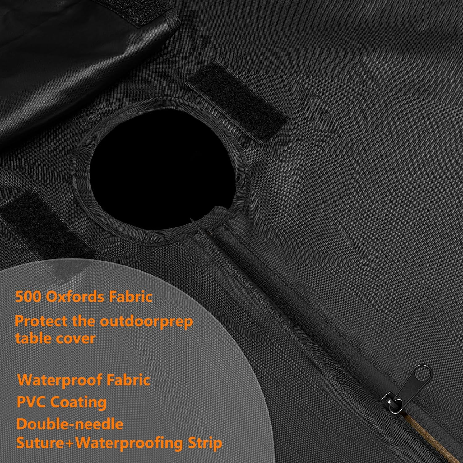 Kovshuiwe Rectangle Patio Table Cover with Umbrella Hole Heavy Duty Waterproof 600D Oxford Fabric Outdoor Lawn Patio Furniture Covers (Square-108"Lx 82"W X 23.6"H) image number 3