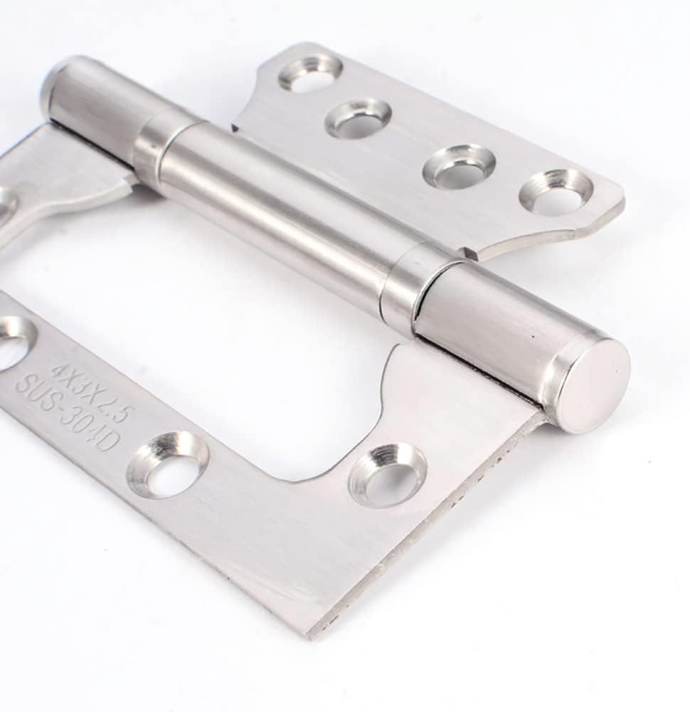 Stainless Steel Flush Hinges, 2 Pcs Small Flush Doors Hinges with Screws, Smooth and Silent Movement, Ideal for Bedroom Wardrobe, Kitchen Cabinets, Internal Doors image number 1