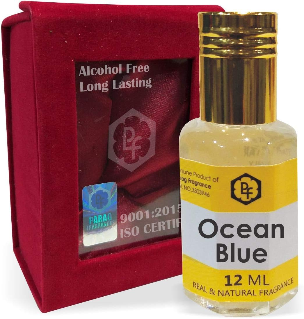 Parag Fragrances Ocean Blue Attar 12Ml with Precious Gift Pack|Best Attar for Man|Long Lasting Attar|Ittar|Attar|Perfume|Fragrance Oil| Man Also Available in 25Ml/100Ml/500Ml