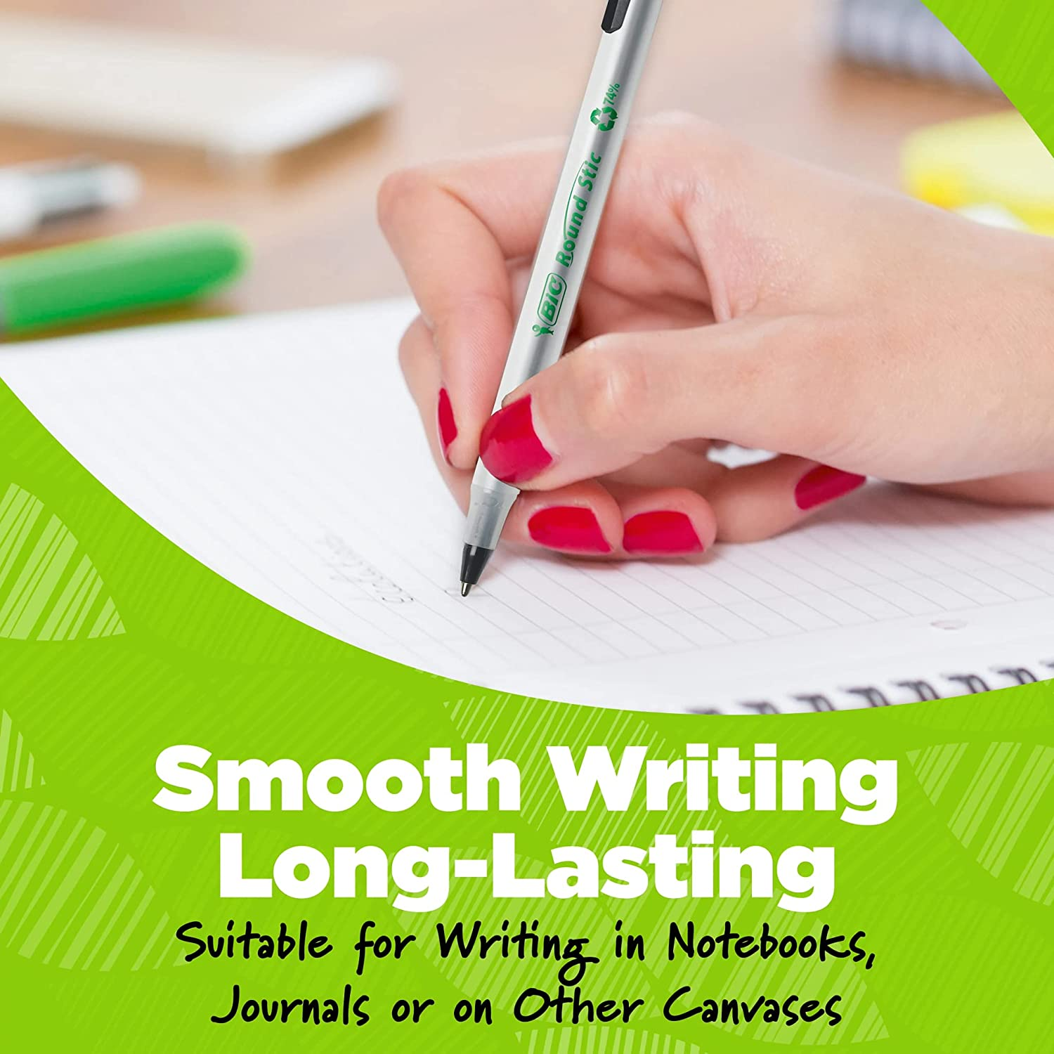 BIC round Stic Ecolutions Ballpoint Pen Medium Point (1.0 Mm) - Red, Box of 50, GSME509 RED image number 6