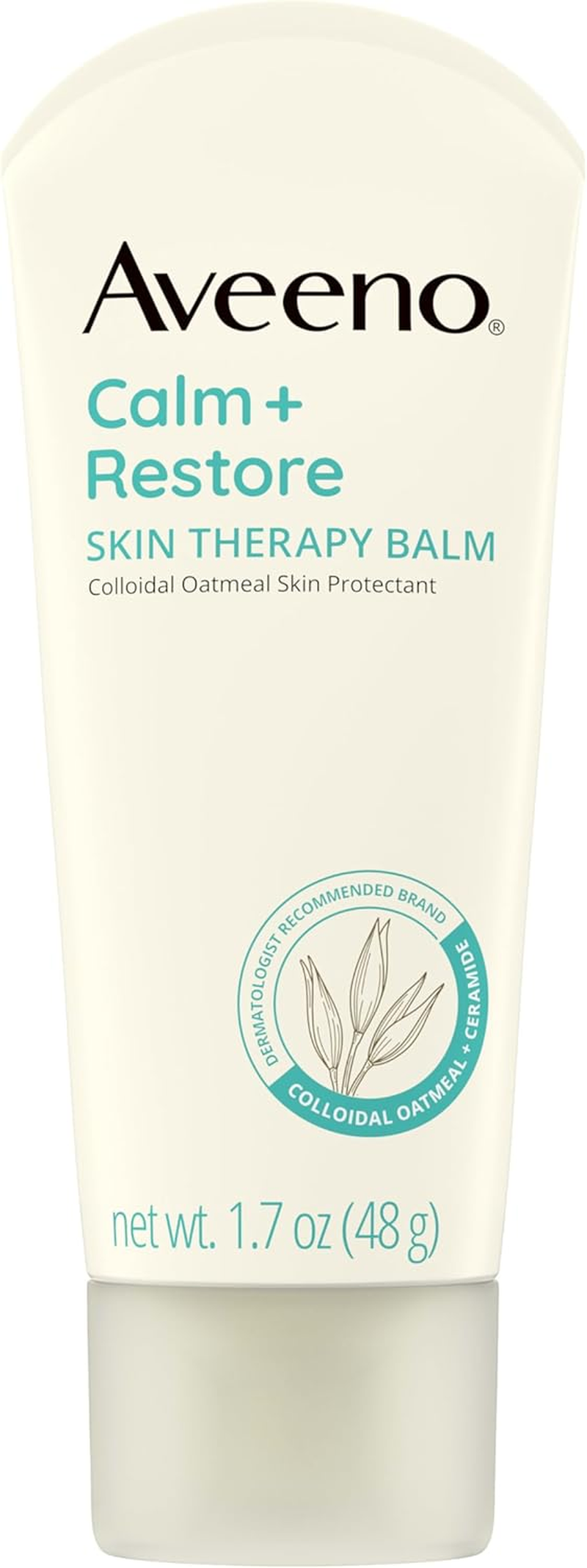 Aveeno Calm + Restore Skin Therapy Balm, Soothing & Moisturizing Skin Protectant for Sensitive Skin, Colloidal Oatmeal & Ceramide to Help Fight Dry Skin, Fragrance- & Steroid-Free, 1.7 Oz, White image number 4