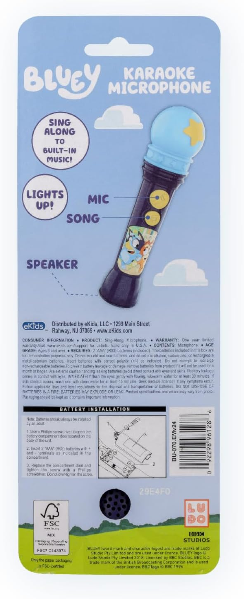 Ekids Bluey Microphone Toy for Toddlers, Includes Built-In Music and Lights, Designed for Fans of Bluey Toys image number 2