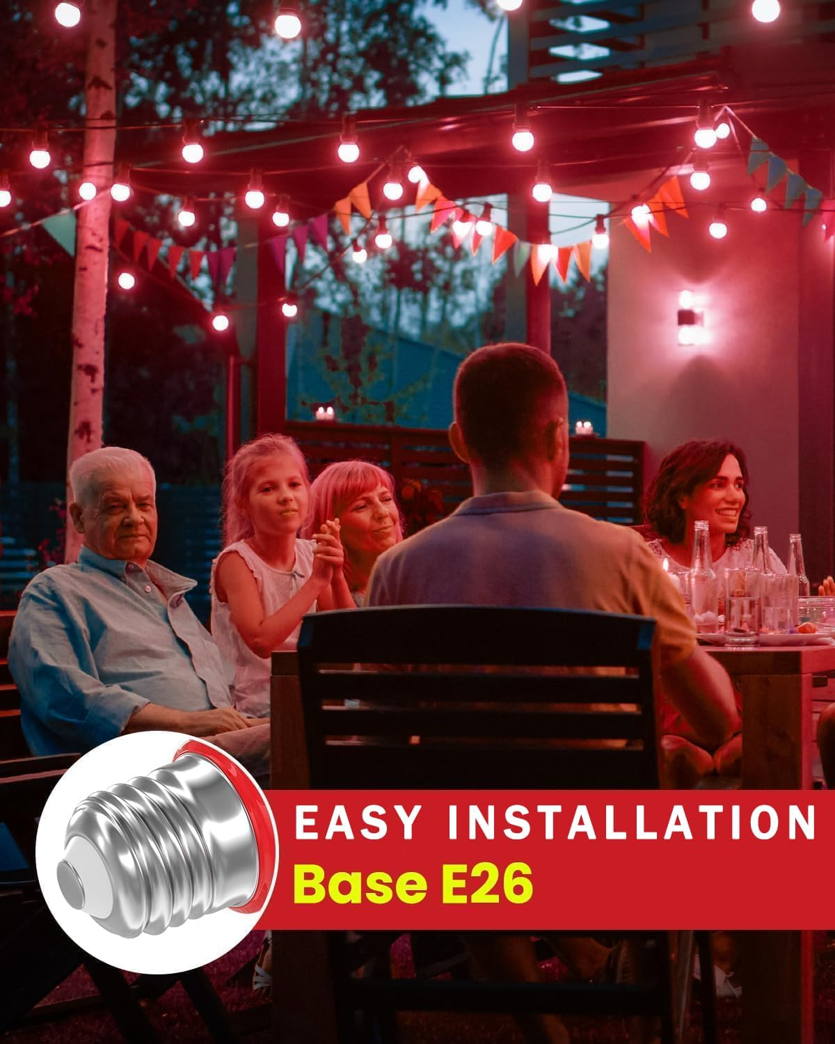 Brightark E27 Red Light Bulb, 9W LED Light Bulb, 60W Incandescent Equivalent, A60 Red Filament LED Light Bulb AC85-265V for Christmas Halloween Home Decoration Lighting, Non-Dimmable, Pack of 4 image number 2