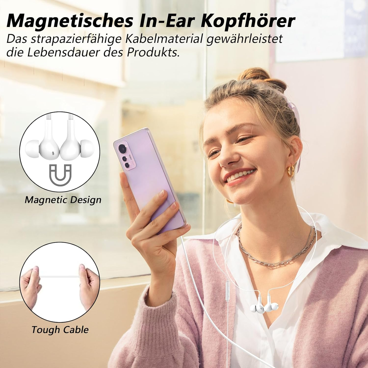 USB C Headphones for Iphone 16/15/15 Pro Max for Samsung Galaxy S25 S25 Ultra A56 A36 A26 A55 A53 A54 A33 A34 A35 S23 Ultra S22 FE S20 Headphones with Microphone In-Ear Headphones with Cable Earphones image number 6