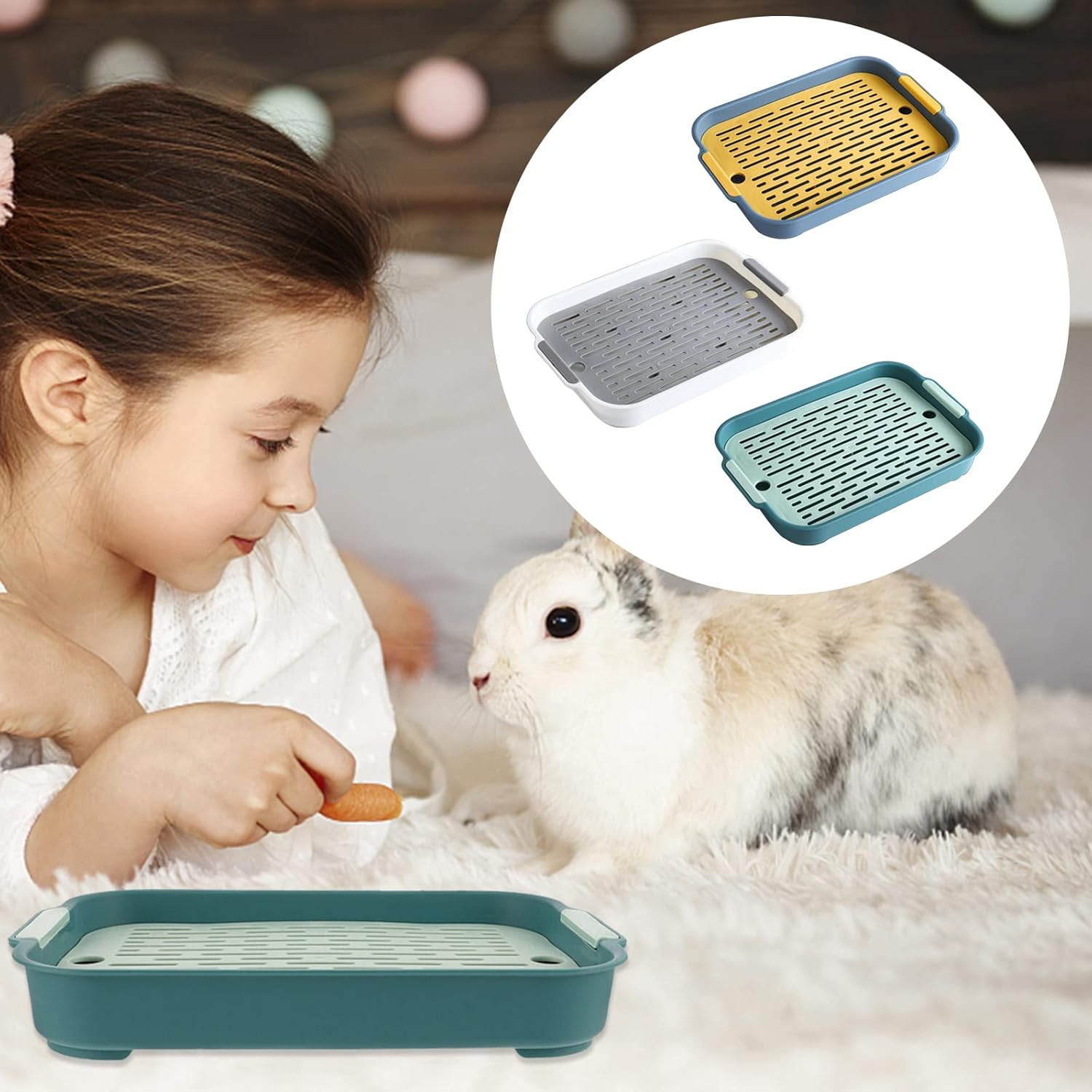 Rabbit Cat Litter Tray, Rabbit Toilet, Small Animal Cat Litter Tray, Potty Trainer, Rabbit Cage Toilet, Cat Litter Tray for Small Animals, Rabbits, Guinea Pigs (Large Dark Blue) image number 3