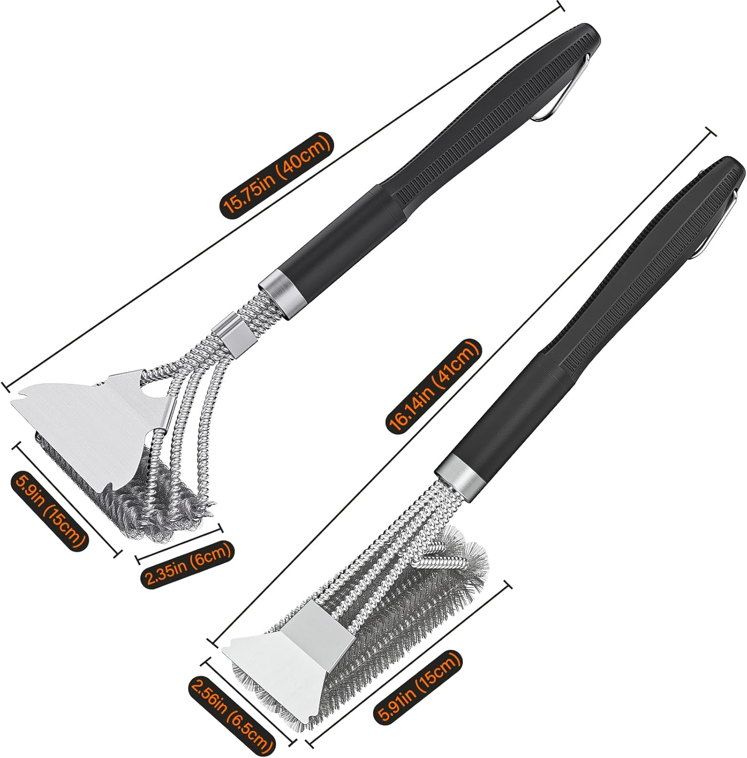 2 Packs BBQ Grill Brush, BBQ Brush Cleaner for Grill, BBQ Accessories Cleaning Brush, BBQ Brush Bristle Free Suitable for Gas, Charcoal, Infrared & Barbecue Grill image number 6