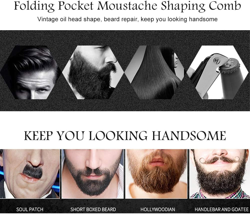 Kooingtech Men'S Beard Comb, Folding Comb, Portable Pocket Comb, Stainless Steel Comb, Folding Beard Comb for Hairdressing Salon and Household image number 3