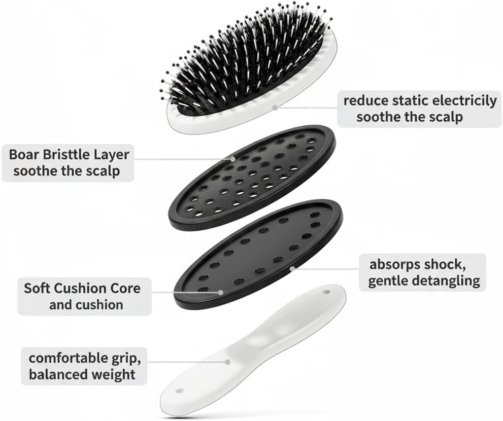 Viral World-Famous 5X Sold Out Paddle Brush-Smoother, Stronger, Shinier Hair-Boar Bristle Brushs with Nylon Bristles, Lightweight Retractable Viral Paddles Comb, Viral Paddle Brush for Fine Hair (1) image number 6