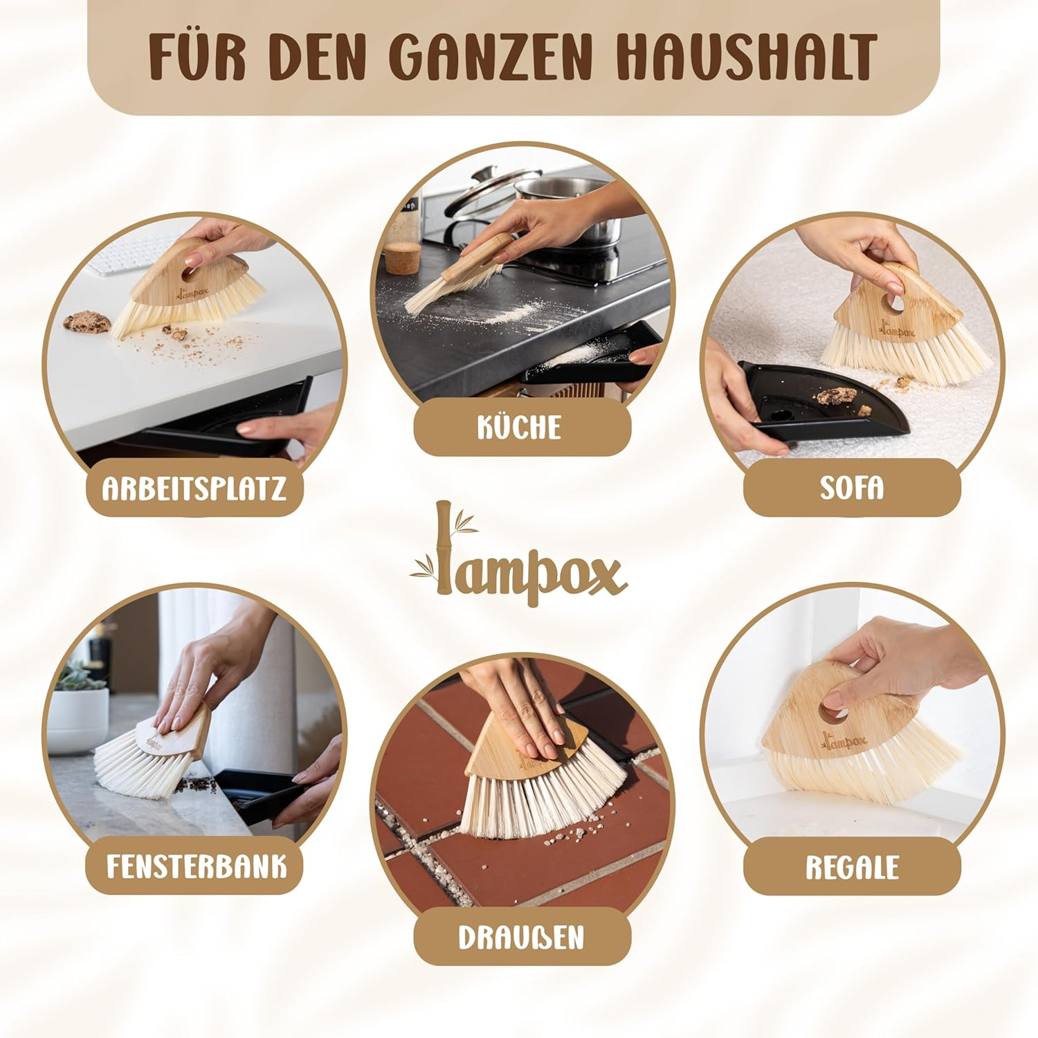 Shovel and Broom Set, Dustpan and Brush with Bamboo Handle, Household Dustpan Set image number 5