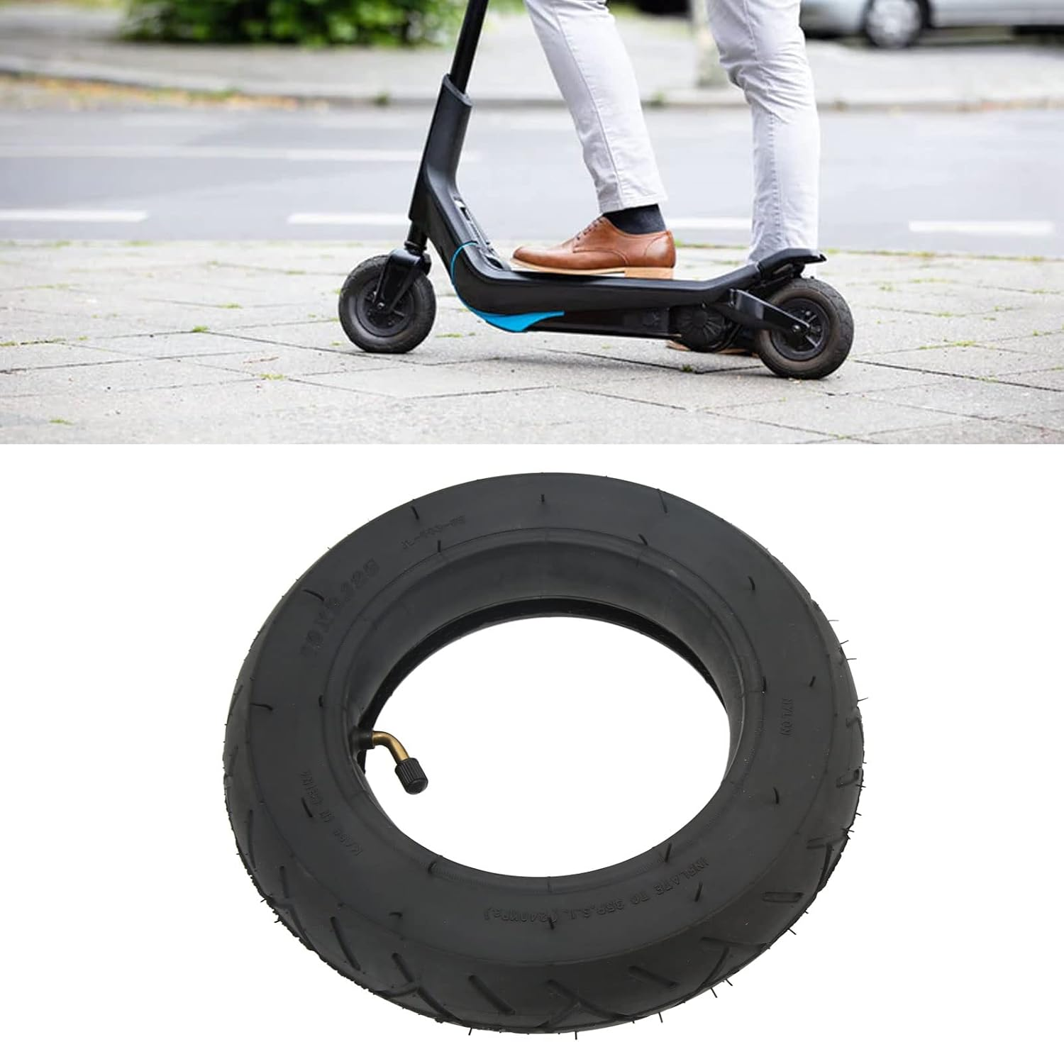 10X2.125 10Inch Electric Scooter Tire, Good Shock Absorption & Strong Grip Scooter Replacement Tire with Inner Tube, Solid Rubber Tires for Electric Scooter