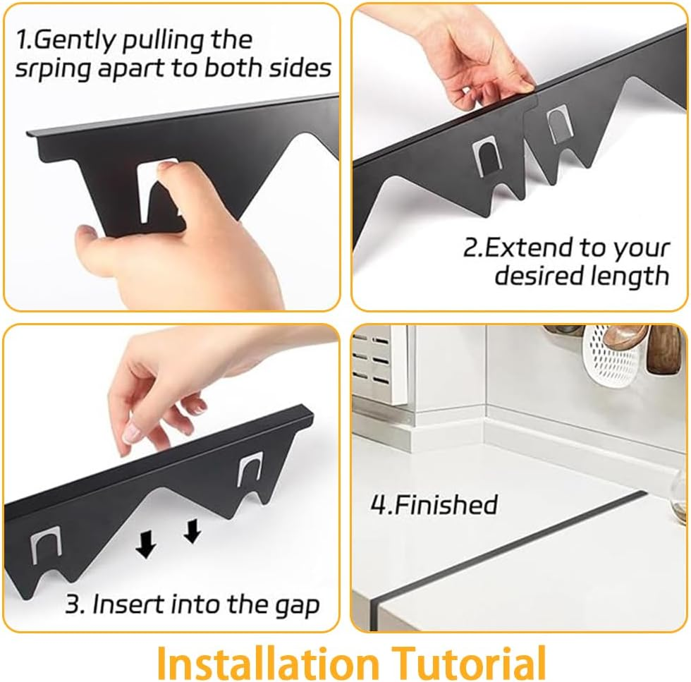 2PACK Stainless Steel Stove Counter Gap Cover, Stove Gap Guard, Stove Gap Filler for Kitchen, Range Trim Kit Easy Clean Heat Resistant, Adjustable Length 35 to 70Cm image number 1