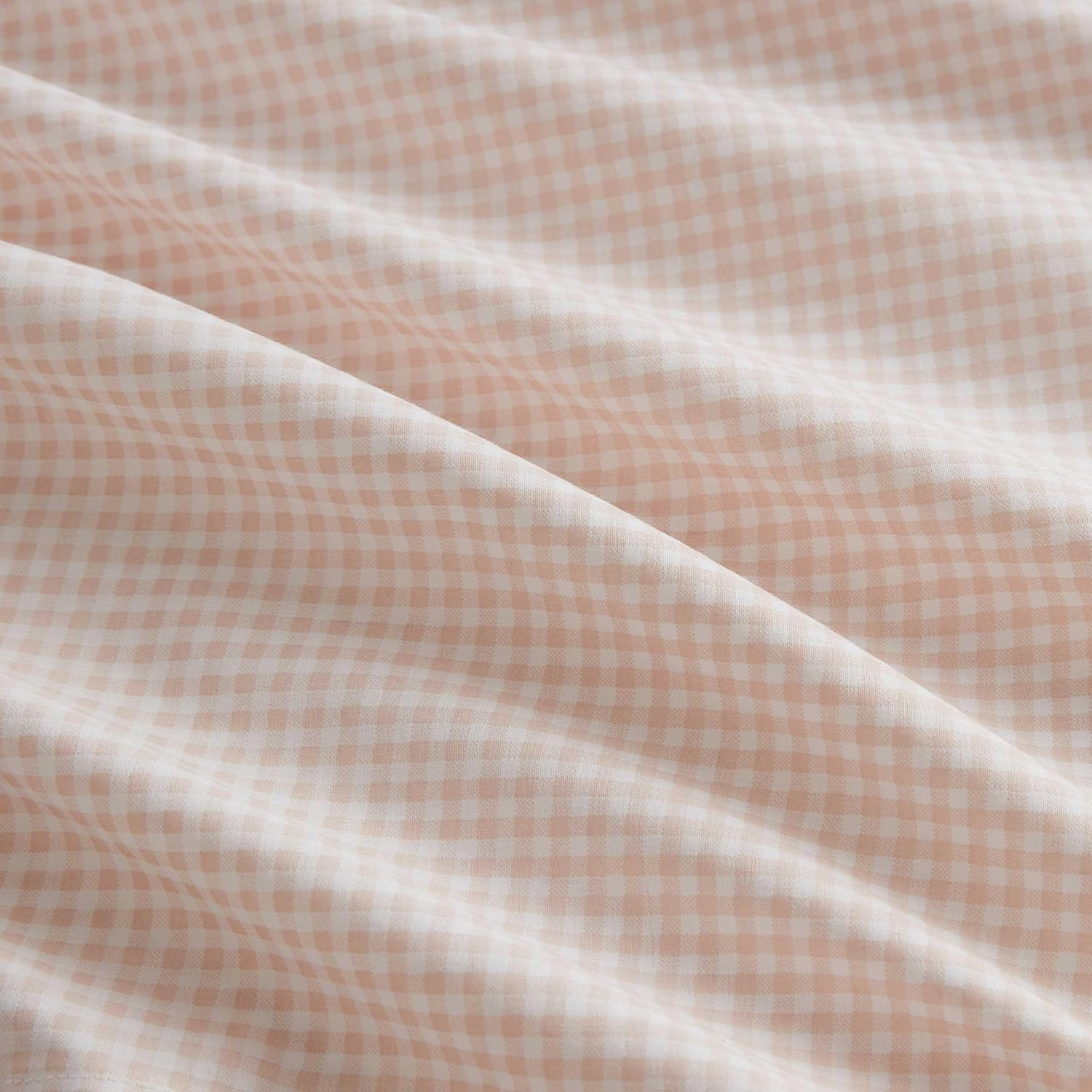 Martha Stewart - Queen Size Sheets Set, Crisp & Tailored Cooling Sheets W/A Naturally Smooth Cotton Percale Lightweight Feel - Bed Sheets with Matching Pillowcases & Fitted Sheet (Small Gingham Pink)