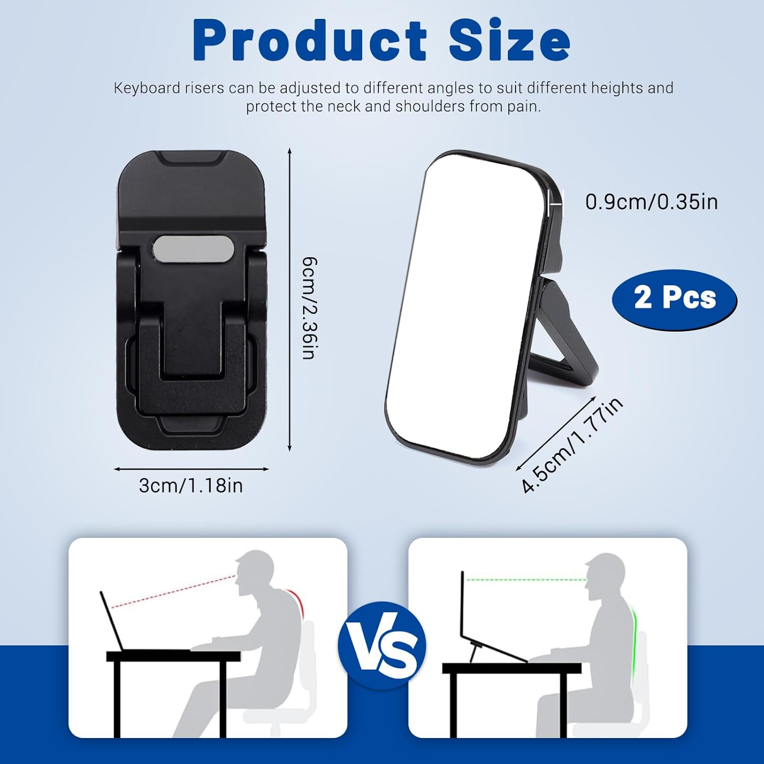 2Pcs Alloy Mini Laptop Stand for Desk, Black Foldable Computer Keyboard Stand, Self-Adhesive Invisible Computer Stand for Laptop image number 6