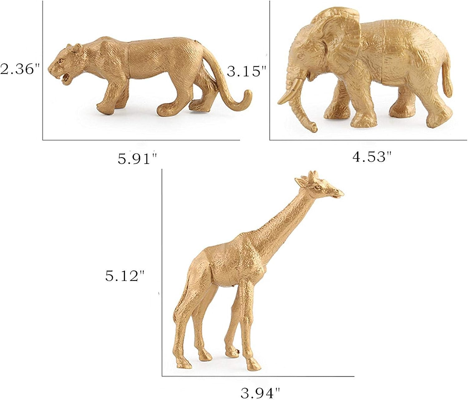 AUCOOMA Safari Animals Figures, Gold Wild Animals Figures Animals Toy for Kids, Toddlers image number 4