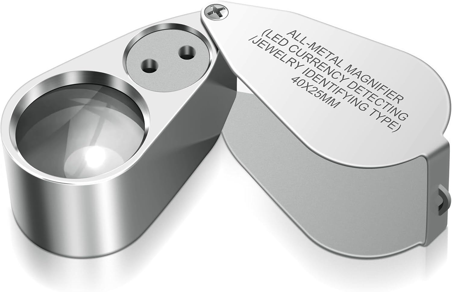 40X Jewelers Loupe Magnifier Magnifying Glasses, LED/UV Illuminated Jewelry Loop Pocket Folding Magnifying Glass with Metal Construction for Close Work, Gardening, Kids, Stamp, Rock Collecting 1Pack image number 2
