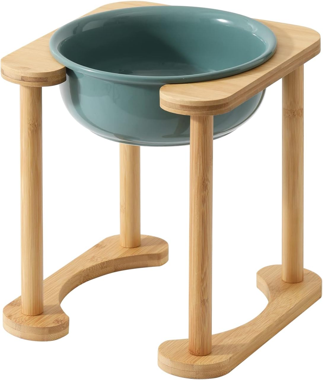 Havniva Ceramics Raised Dog Bowl with Non-Slip Stand Elevated Dog Bowl for Medium Dog Food and Water Bowl Dog Dish Pet Feeding Bowl (Double 6.9" Bowl, Cream White)