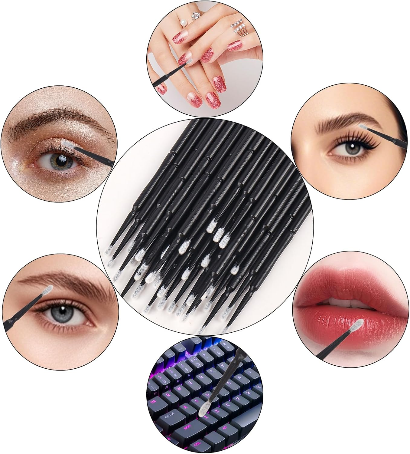 100Pcs Disposable Micro Applicator Brush, Micro Swabs, Eye Lashes Mascara Wands for Eyelash Extension(Black)