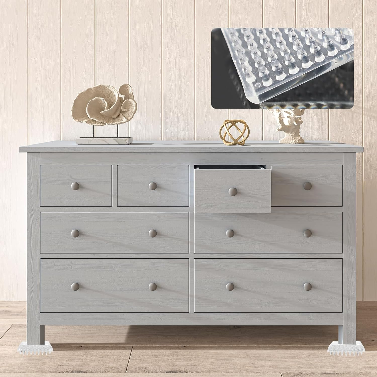 8Pcs Carpet Protectors Caster Cups Furniture Cup for Sofas Transparent Furniture Spiked Caster Cups, 1.89"X1.89"X0.63" image number 6