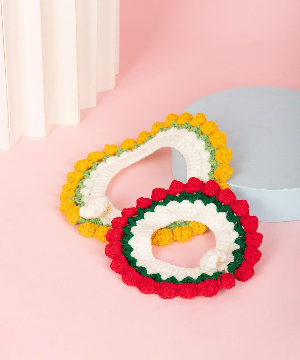 Knit Pet Collar, Pet Collar, Cute, Knit, Flower, Necklace Accessory, for Cats, Cute, Flowers, SNS, Cute, for Pets, Neck Circumference 5.5-7.9 Inches (14-20 Cm), Soft and Lightly Knitted Collar image number 2