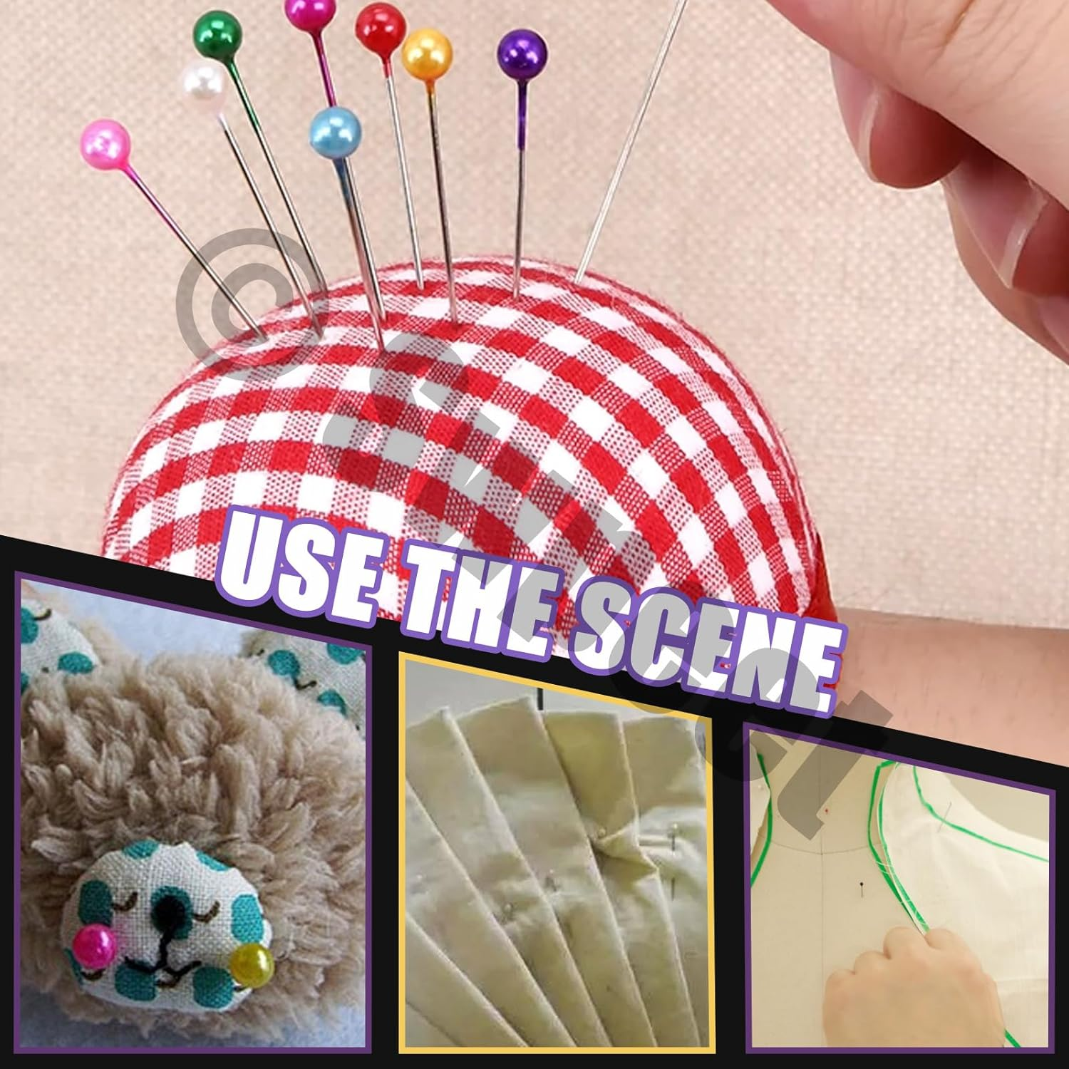 Swpeet 1200Pcs Sewing Pins Multicolor Head Pins Assortment Kit, Straight Quilting Pins Pearlized Ball Head Quilting Pins, Pearl Head Pins for Crafting Dressmaker DIY Craft Fabric Sewing Decorations image number 4