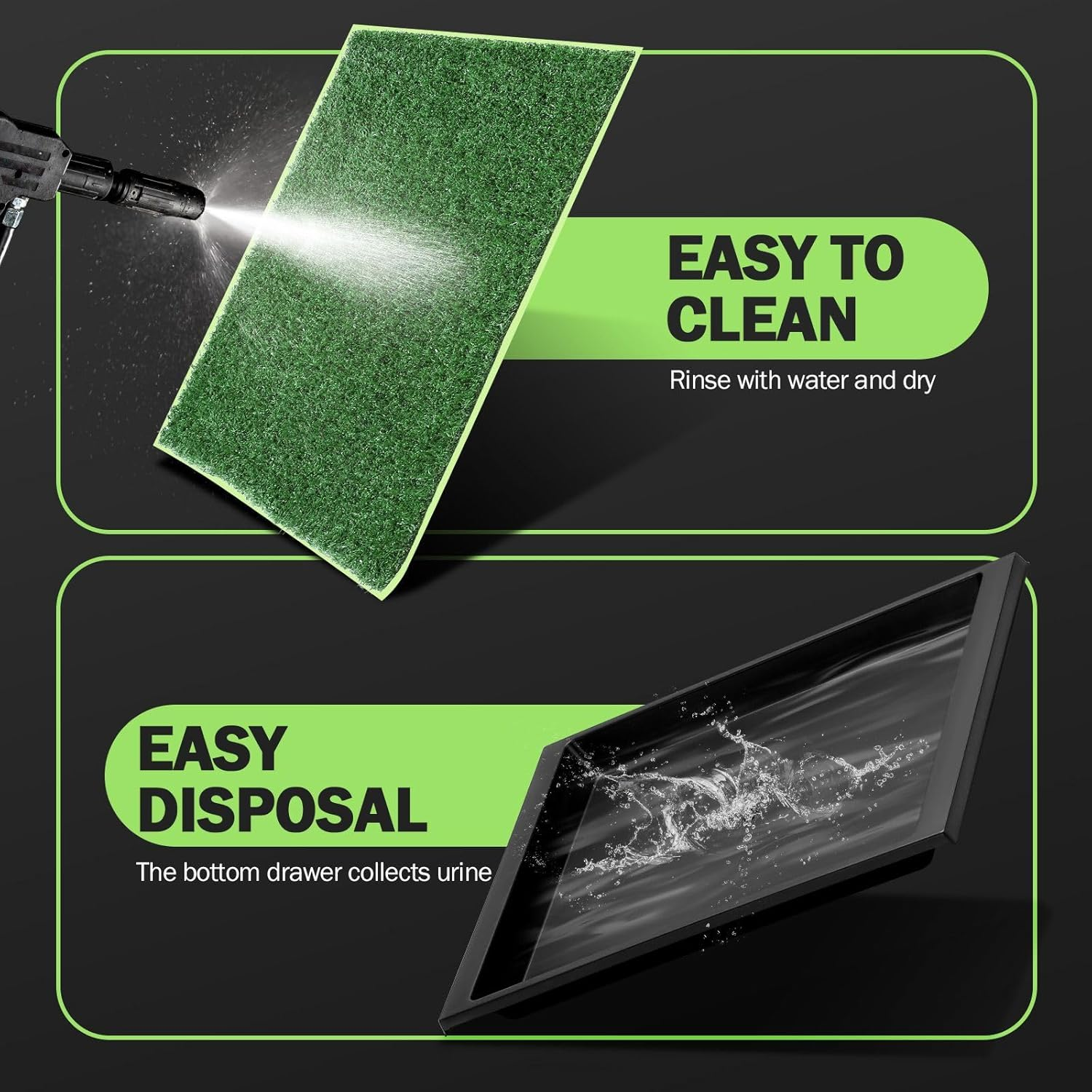 Pet Scene 75X50Cm Dog Toilet Portable Training Potty Puppy Doggy Indoor Bathroom House Fake Artificial Grass Mat Pee Pad Tray Holder Urine Wall Splash Guard image number 2