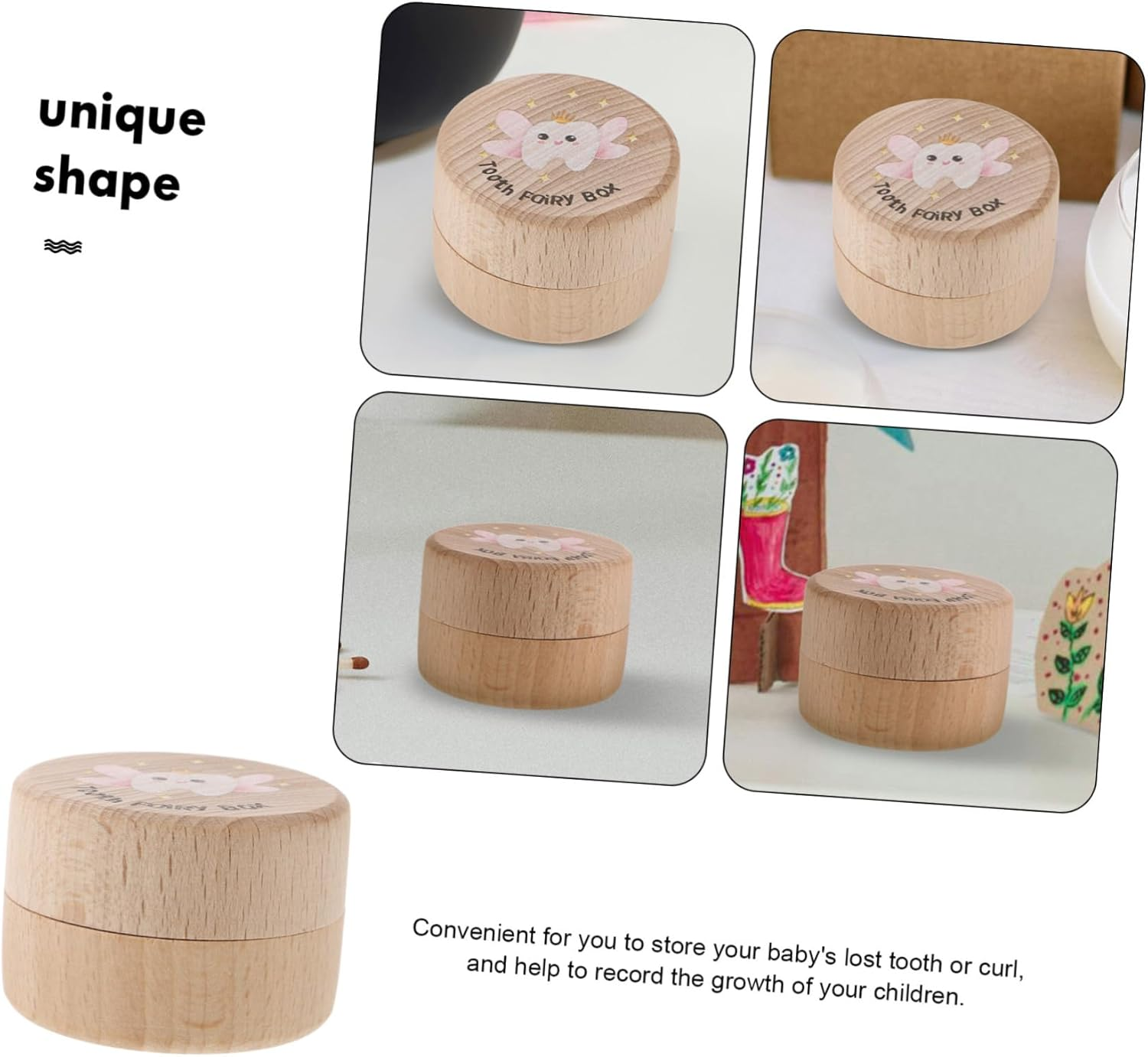 Garneck Organize First Tooth Wooden Keepsake Box Hair Container Safe Contemporary Design image number 5