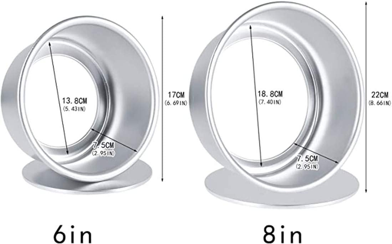 2 Pack 6/8 Inch Alloy Cake Mold,Non-Stick Baking Tins Deep Aluminum round Cake Pan with Removable Bottom for Wedding/Birthday/Christmas Cake Baking image number 3
