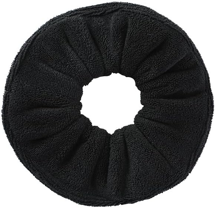 Super Towel Scrunchies for Drying Hair, Absorbent and Soft Microfiber for Frizz Free, Large Thick Ponytail Holder Wet Hair Accessories for Women and Girls, 4 PCS (Black, One Size)