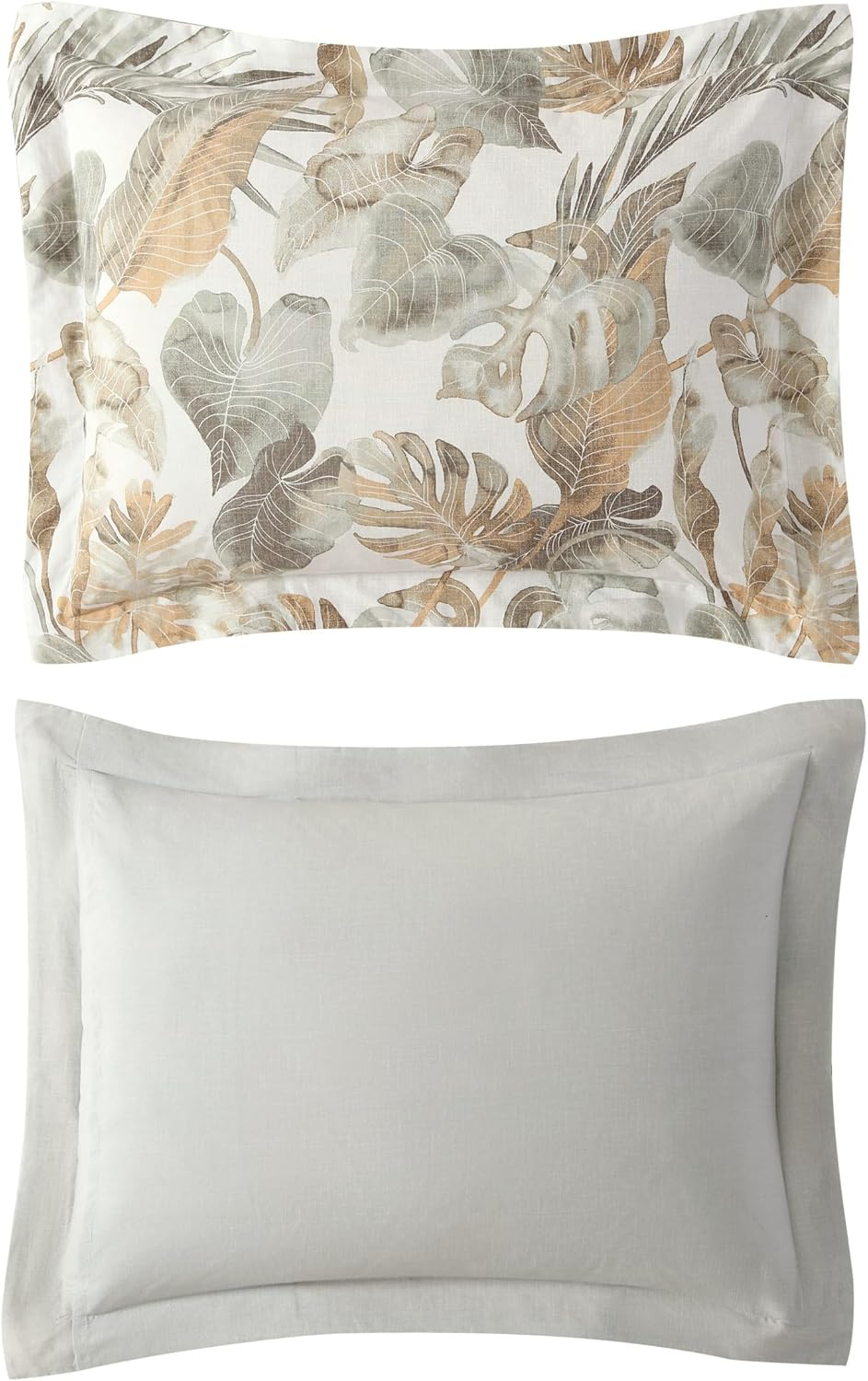 Tommy Bahama - Queen Duvet Cover Set, Soft Cotton Bedding with Matching Shams, Tropical Home Decor with Solid Reverse (Raw Coast Green, Queen) image number 1