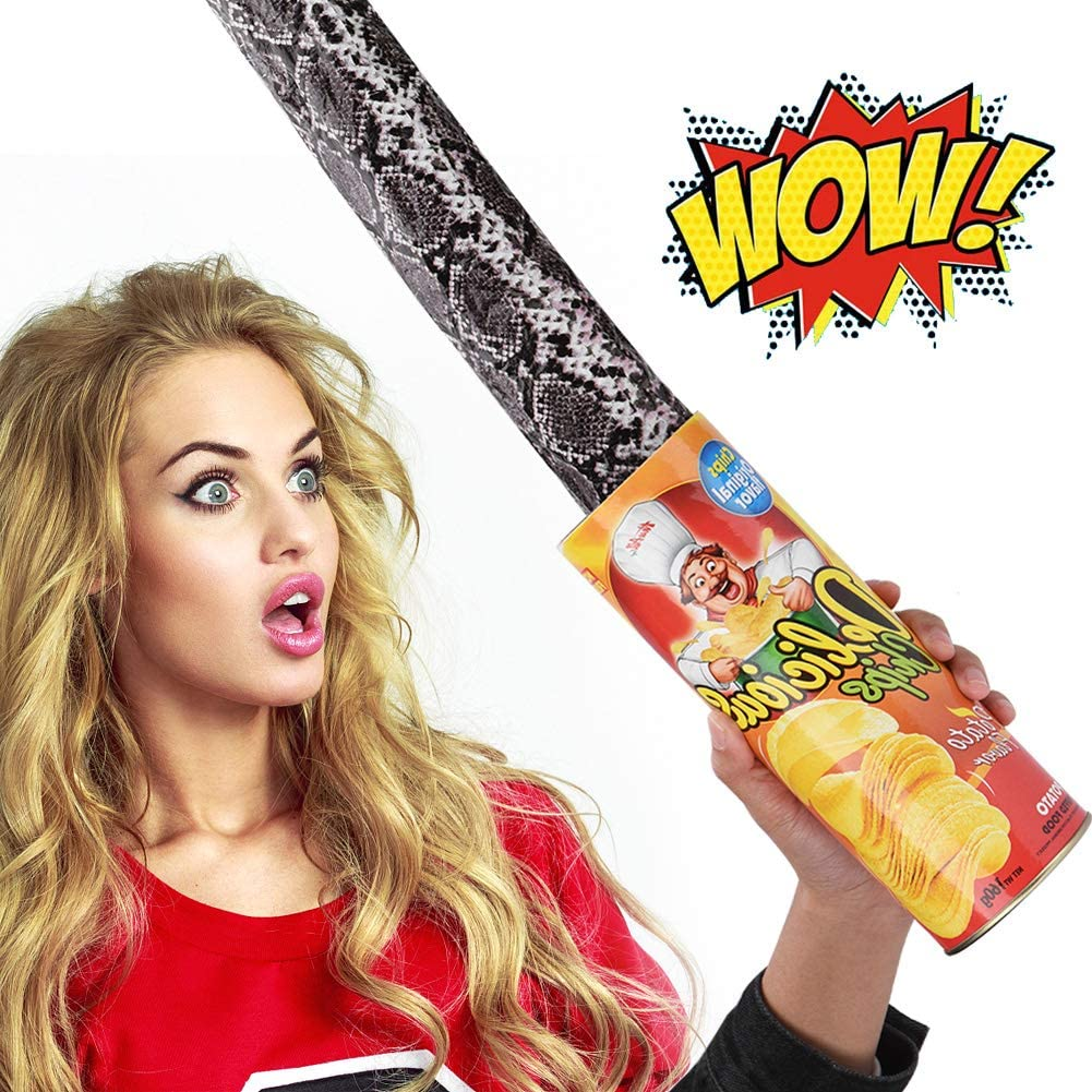 Novelty Potato Chip Can Funny Realistic Pranks Joke Jump Pop Out Spring Snake Trick Toy image number 2