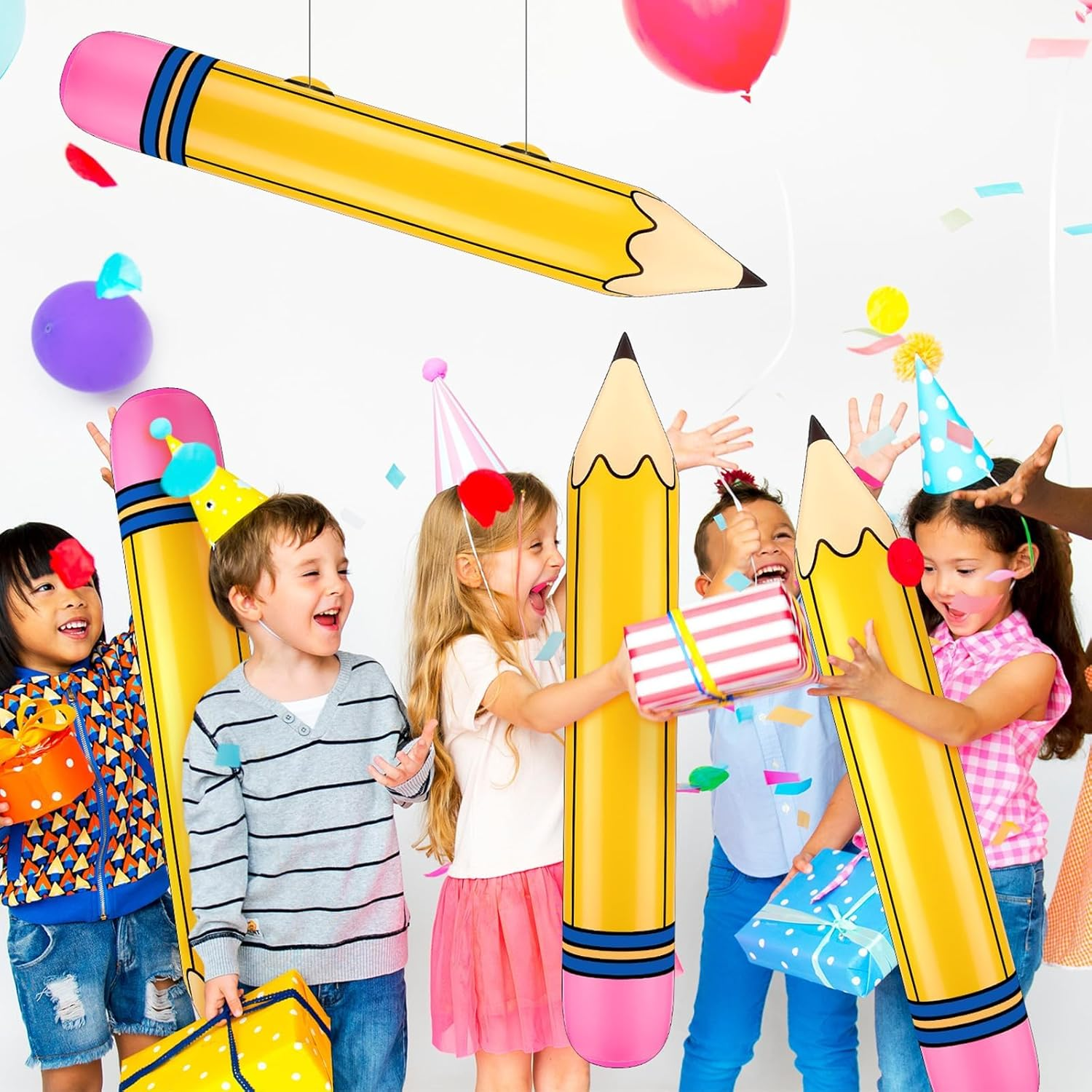 Inflatable Balloon Pencil Decoration Large Big Huge Giant Size Jumbo Birthday First Day Back to School Classroom Graduation Party Favor Supply Blow up Crazy Novelty Decor Bulk Props Kid Pack Set Kit