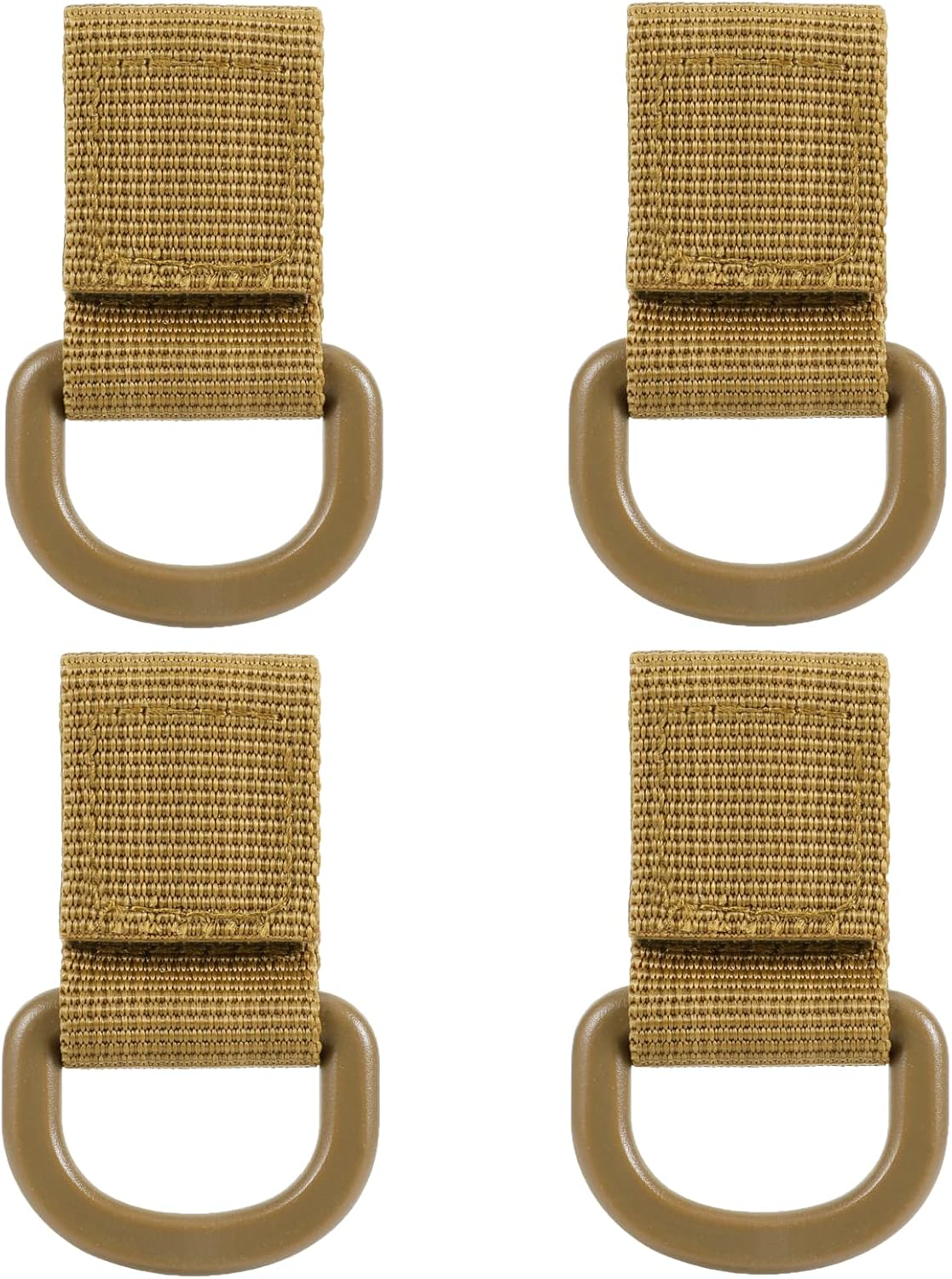 Tactical D-Ring Clip with Hook & Loop for Backpack Accessories Kettle Key Holder, Military D-Ring Adaptor for Molle Bags Webbing Attachment Strap