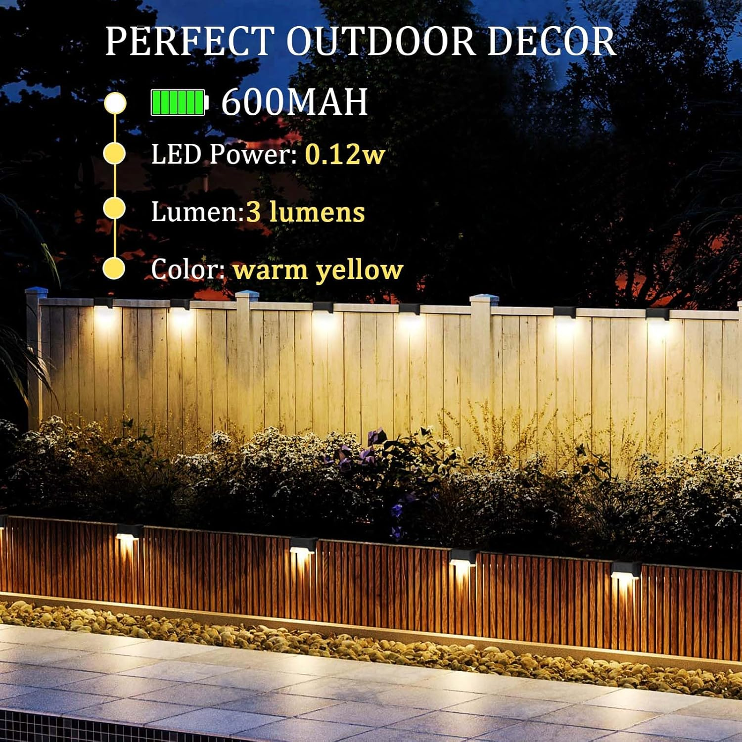 Solar Deck Lights Outdoor 18-Pack,Solar Lights Outdoor for Patio LED Waterproof Lighting Black Solar Step Lights for Outdoor Stair, Deck,Patio,Yard, Fence (18 Pack-Warm Light) image number 1