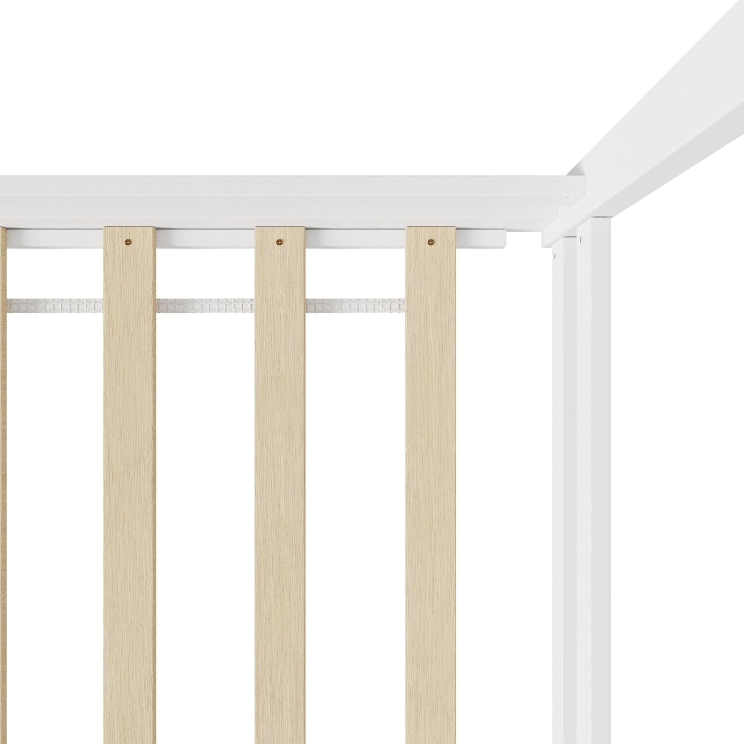 Oikiture Kids Wooden Bed Frame, Single Bed Frame with Pine Wood Timber Platform Bed Slat Support for Toddler, White image number 1