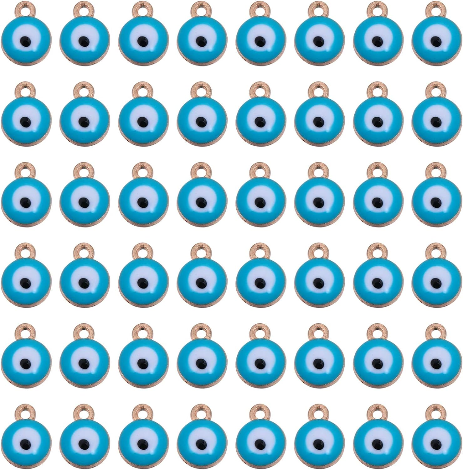 EXCEART 100Pcs Evil Eye Charms Vintage Double Sided Mini Metal Evil Eye Beads Pendant for DIY Jewelry Earring Necklace Craft Making image number 6
