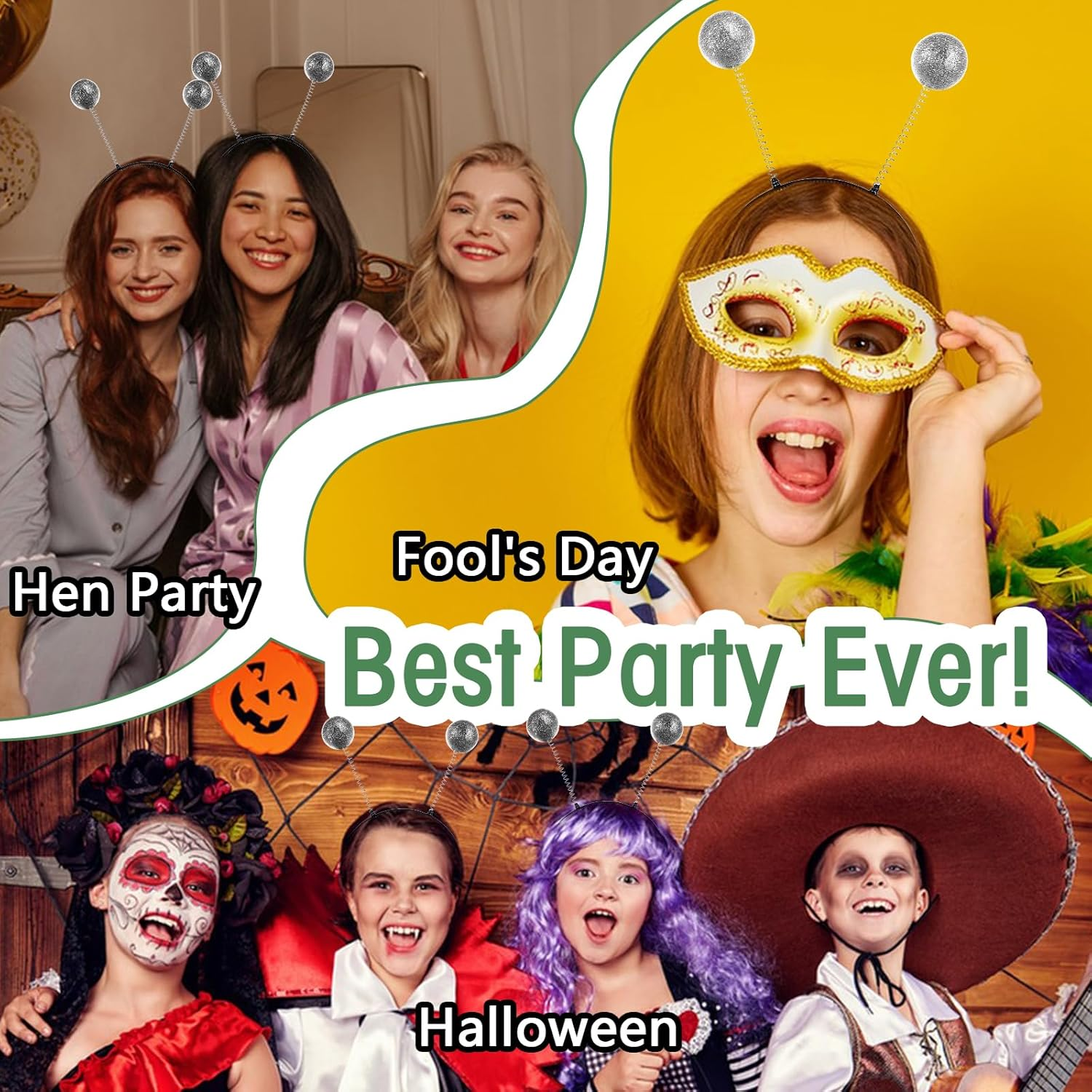 Alien Headband for Adults Women, Glitter Alien Costome Accessories Alien Antenna Headband for Space Theme Party Costume Outfit image number 5