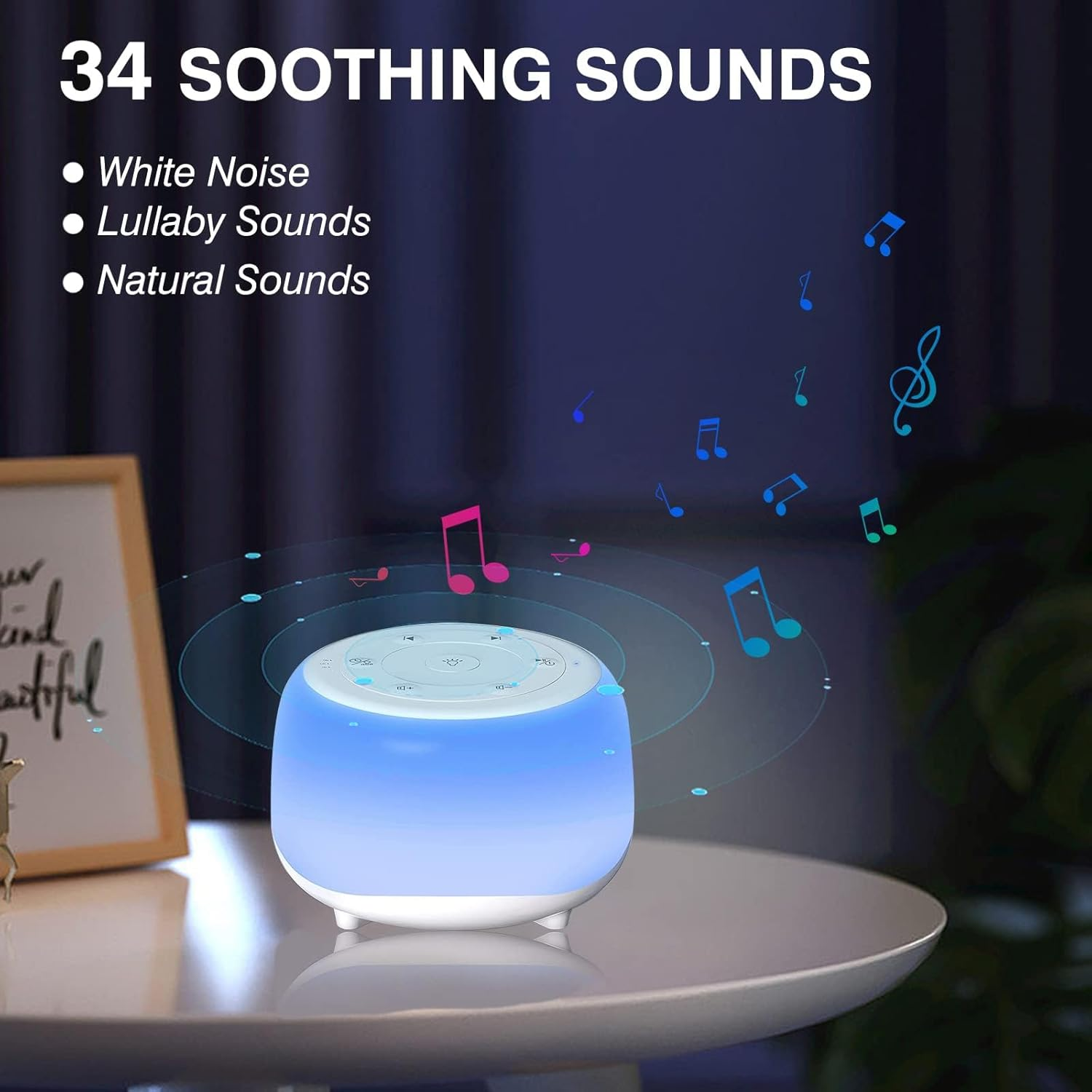 Epzia Portable White Noise Machine for Baby with 34 Soothing Natural Sounds Night Light and Timing Function Compact Sound Machine for White Noise and Noise Cancelling for Baby Kids Adults image number 4