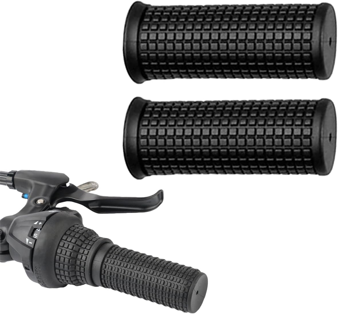 2 Pcs Black anti Slip Bike Bicycle Long/Short Handlebar Grips for Twising Shifter, Shockproof anti Slip MTB Parts, Soft TPR Rubber Handlebars, Headsets and Stems(Long Short) ﻿ image number 6