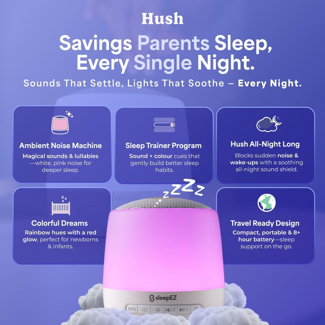 Hush Light & Sound Machine | Soothes Cries, Supports Deep Sleep & Masks Household Noise | White Noise Machine & Red Night Light | Portable, App-Controlled Baby Sleep Aid for Newborns & Toddlers image number 3