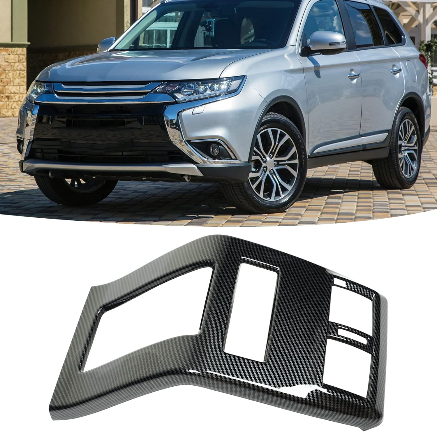 Rear Center Console Trim Cover, ABS Carbon Fiber Pattern Rear Console Air Vent Trim Simple to Install Interior Accessories Replacement for Outlander 2023